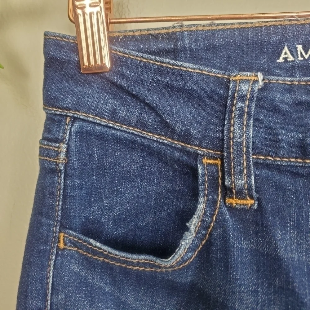 American Eagle Jegging Skinny Distressed Frayed Raw Hem Stretch Jeans AE 0 Y2K